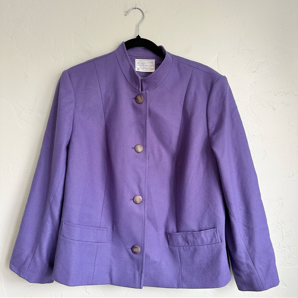 Vintage Pendleton Women's 100% Wool Jacket Coat Purple Size Medium Large EUC